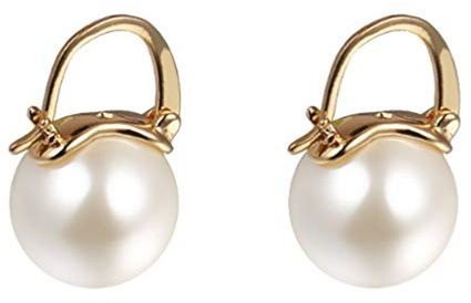 YAXUN Boucles D'oreilles Pendantes Perles Femme Plaqué or Boucles D'oreilles Perle en Grand Ronde 15mm - Cadeau Parfait