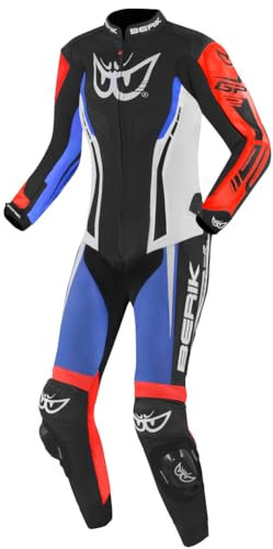 Berik Monza Ladies One Piece Tuta in pelle della moto, nero/bianco/rosso/blu, 44