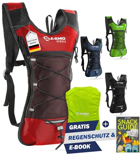SASMO® Laufrucksack 6L (Rot) mit Thermofach | Lauf Rucksack - Ultraleicht 300g | Laufrucksack Damen & Herren | Running Backpack inklusive Regenschutz & Reflektoren