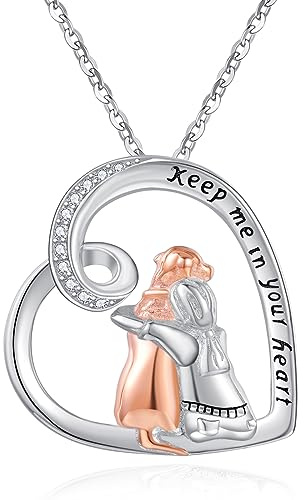 CHENGHONG Collana con cane in argento Sterling 925 con ciondolo a forma di cane, gioiello con cane, regalo per ragazze e donne, 20mm x 21mm, Argento sterling