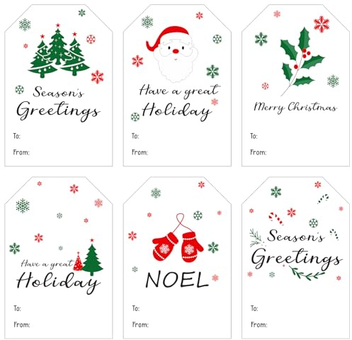 G2PLUS White Christmas Label Stickers: 120PCS Sticky Writable to from Labels, Self-Adhesive Festive Stickers for Gift Wrapping, Presents, Holiday Decorations