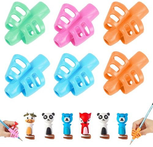 Vicloon Impugnatura Matita Bambini, 12PCS Impugnatura Penna, Ergonomico Matita Grip Pencil Grips E Tappo a Matita Aiuto Scrittura Strumento Correzione Della Postura per Bambini Adulti, Multicolore