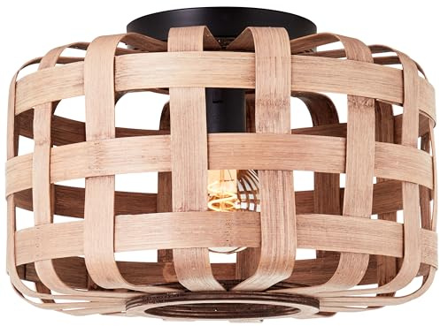 Brilliant Lampe Woodline Deckenleuchte Bambus 36cm Metall/Textil braun 1x A60, E27, 60 W