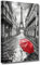 LZIMU Paris Eiffelturm Bilder Roter Regenschirm in der Pariser Straße Gemälde Eiffelturm Leinwanddrucke Schwarz Weiß Landschaft Heimdekoration (30.00 x 45.00 cms)