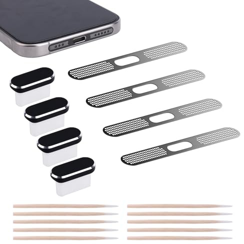 4st USB C-Dammproppar, USB C-Portladdningsskydd med Högtalarskydd Telefontillbehör för Alla Typ-C-Laddningsportar (Svart)
