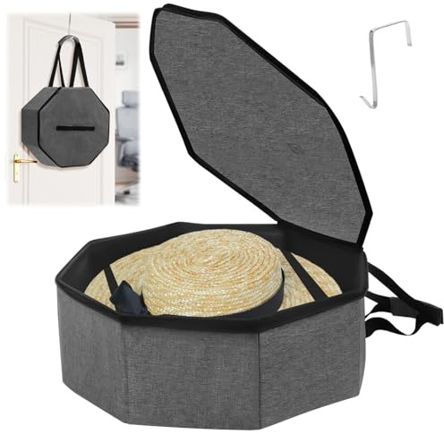 Bolsa Organizadora para Guardar Sombreros, Estuche para Sombreros de Vaquero con Asa, Caja para Sombreros para Viajes y Almacenamiento, Cajas Plegables para Sombreros para Mujeres Hombres para Viajes