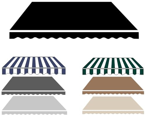 Tessuto di Ricambio per Tende 2.0m 2.5m 3.0m 3.6m 4m 5m, Telo di Ricambio per Tende Parasole Retrattile per Esterno Balcone Patio Esterno, Impermeabile Anti UV(Nero,300x150cm)