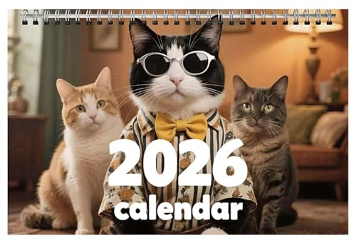 Calendario 2026 a forma di gatto, da appendere, 12, 21 cm, pianificazione annuale, calendario mensile da parete per casa, ufficio, scuola, pianificazione familiare