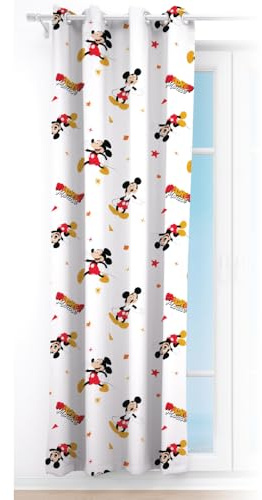 Tenda Velata Mickey Mouse 140x280 cm tendina semitrasparente bambini con anelli design ufficiale Disney con Topolino 100% Poliestere