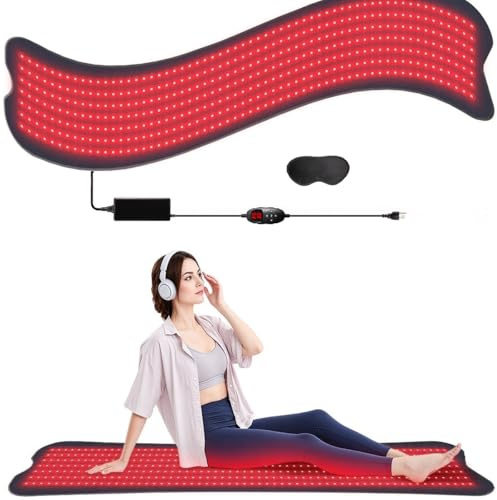 Red Light Mat, Near-Infrared Light Mat with 660 nm and 850 nm, 59 x 13.7 inch, Large Size Red Lamp Mat Including Timer, Adjustable Brightness, and 3 Modes