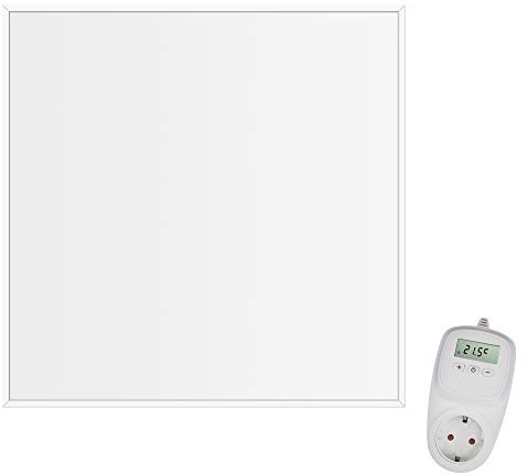 VIESTA® CF chauffage infrarouge mural 60×60 cm 360 W avec thermostat TH10 – panneau chauffant Carbon Crystal pour mur, plafond et plafonds modulaires