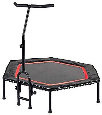 FASports Fit Indoor-Fitness-Trampolin, Ø 126, Schwarz und Rot, TÜV/GS-geprüft