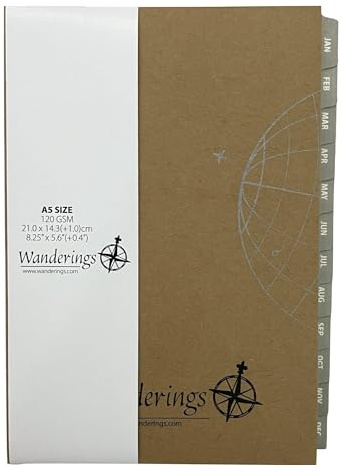 Wanderings Undated Monthly & Weekly Planner Inserts for A5 6-Ring Binder – 12 Months, Jan–Dec | Hourly Weekly Spreads, Contacts & Notes | Filofax Compatible | 120 GSM | 5.5 x 8.25