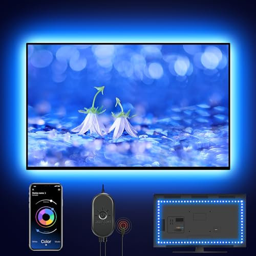 Mexllex LED TV Backlights for 43''-55'' TV with Remote App Control LED TV Backlight Color Changing RGB LED Strip USB Powered (APP Control+ Remote)