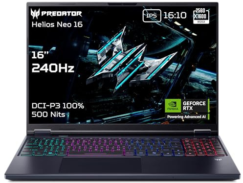 acer Predator Helios Neo 16 AI I PC Portable Gaming 16 WQXGA I NVIDIA GeForce RTX 5070 I Intel Core Ultra 9 275HX I 32Go RAM I 1To SSD I Windows 11 Home I Noir I Clavier FR AZERTY I PHN16-73-97Z6