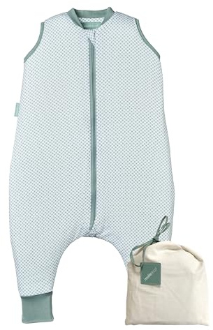 molis&co - Baby Schlafsack mit Füßen - Ideal für Frühling und Herbst - Babyschlafsack mit Füßen 1 tog - Leicht gepolstert - 100% Baumwolle (Oeko-TEX 100), Premium Qualität - Vichy Green (80 cm)