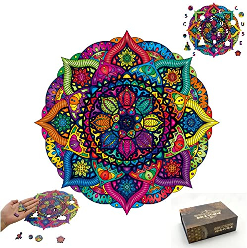 SOUCCESS HOLZPUZZLE Mandala (Holz-Puzzle im exklusivem Mandala-Design, Puzzlespass für Groß und Klein)