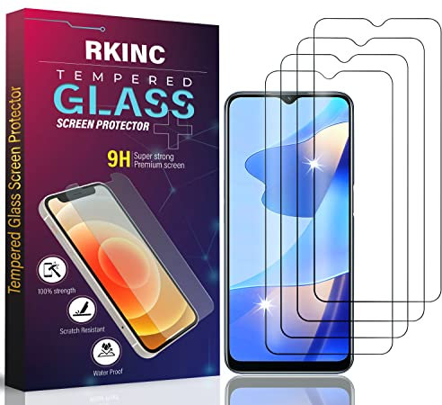 RKINC Screen Protector [4-Pack] for Samsung Galaxy A22 5G (Not for A22 4G), Tempered Glass Film Screen Protector, 0.33mm [LifetimeWarranty][Anti-Scratch][Anti-Shatter][Bubble-Free]