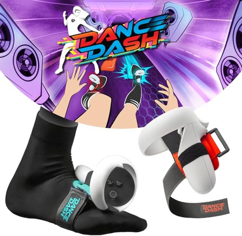 Rebuff Reality Trackstraps for Meta Quest + Dance Dash Steam Game Key, VR Dancing Game, Compatible Quest 2 & Pro, Rift S, Full Body Immersion VR Accessory