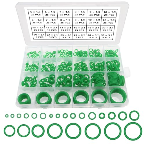 YIXISI 420 Pièces 24 Tailles Joint Torique Vert Kit d'assortiment, Joints Toriques Métriques en Silicone, pour Robinet, Véhicule Climatisation, Electroménagers, Roulement, Pompe