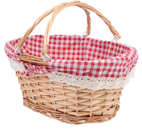 Toddmomy Cesta De Mimbre Cesta de Picnic De Compras Tejido De Caperucita De Pascua Tejida Decoraciones para El Hogar De Sauce Amantes