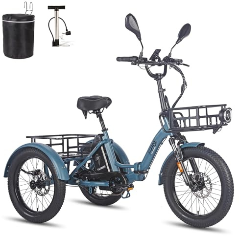 Fafrees F20 Mate E-Bike Dreirad Klapprad 48V für Erwachsene Straßenzulaßung [ Offiziell ] Dreirad Ebike 21Ah Akku, E Bike Damen Hydraulische Scheibenbremsen, 3 Rad Fahrrad Elektrisch 180kg