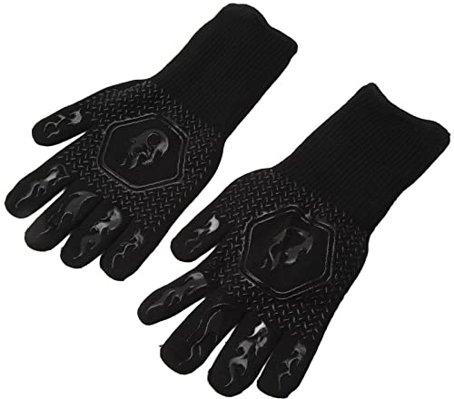 Eeneme Guantes para Barbacoa Ignífugos 800 ℃ Resistentes Al Calor Guantes de Silicona de Doble Cara Grandes para Parrilla para Horno Barbacoa Cocinar Negro