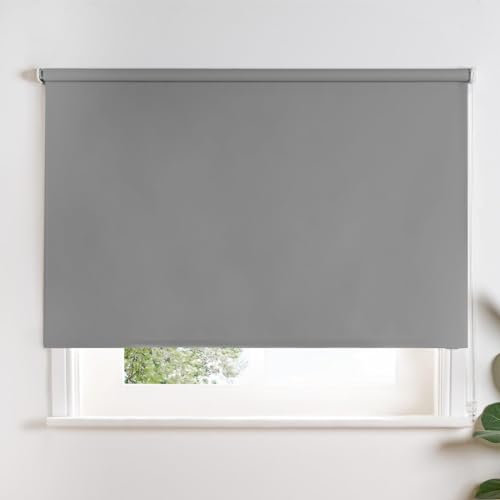 OHS Blinds Window Grey, Easy Fit Blinds for Home Use Office Living Room Kitchen Window Roller Blinds Stylish Thermal Blackout, 165cm x 60cm