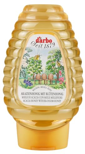 Darbo, Squeezer Miele di Acacia con Miele Millefiori, Dosatore dal Gusto Dolce e Inconfondibile, Ideale per Colazioni a Buffet, Senza Glutine, Dosaggio Facile e Pulito, Confezione da 500g