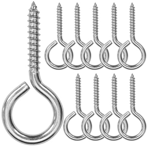 ACCZIO 10 Stück 2.55 Zoll Schraubaugen M5 304 Edelstahl-Augenmuttern, Hochfestigkeits-Schrauben, Augenhaken-Schrauben, Innenseitig & Außenseitig Verwendung (10, M5-2.55inch)
