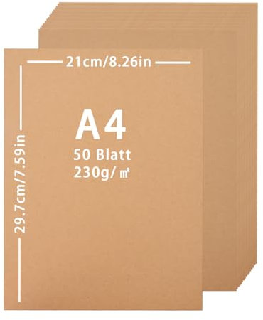 50pcs Kraftpapier A4 200g, A4-Karte, braunes Bastelpapier, 210 X297mm, braunes Kraftpapier, braune Karte für Einladungskarten, Handwerk gemachtA