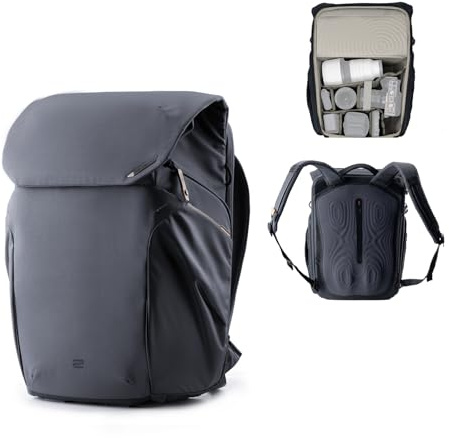 PGYTECH OneGo 2 Zaino Fotografico 20L con Vano Laptop/iPad Zaino Impermeabile per Fotografia Urbana e Viaggi, Compatibile con Sony/Canon/Nikon/DSLR/Fotocamere Mirrorless, Nero opaco