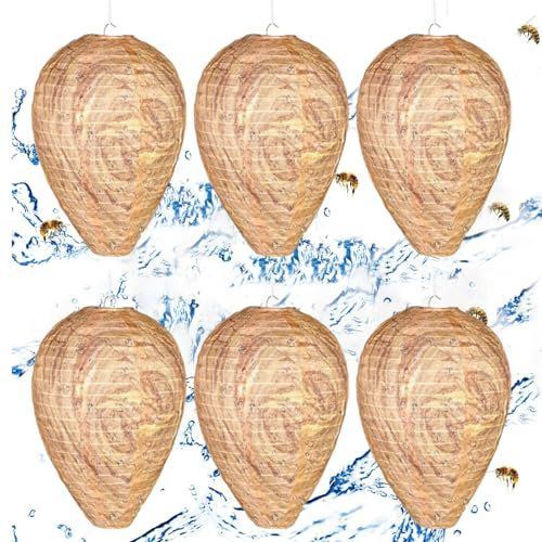 Lot de 6 nid de guêpes factice pour empêcher la construction de nids de guêpes, matériau en coton, lanterne en nid d'abeille imperméable pour l'extérieur, peut être accrochée sur les balcons de jardin