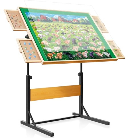 Tavolo puzzle in legno da 1500 pezzi per adulti con 4 cassetti, stabilità migliorata e design leggero ottimizzato, puzzle per adulti