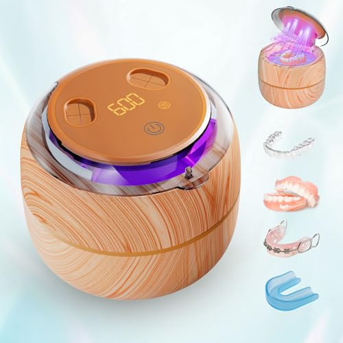 Voraiya Nettoyeur Ultrasons Dentaire Ultrasonic Cleaner 45000Hz 200ML Dental Pod Nettoyant Ultrason avec 4 UV Lampes pour Prothèses Dentaires, Gouttière Dentaire, Retainer, Bijoux
