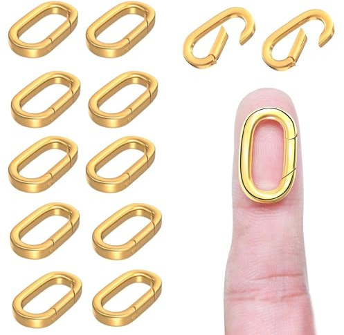 12 pezzi di chiusura ovale, chiusura per gioielli con anello a molla chiuso, moschettone, chiusure per collana e chiusure per la realizzazione di gioielli, collane e bracciali, oro