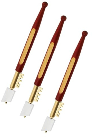 Aboiled Tagliavetro con punta diamantata, set di 3 taglierine vetro professionale con manico in legno per vetro, piastrelle