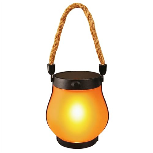 Sigmaled lighting - Lampada Solare Effetto Fiamma o Luce Continua, Lanterna da Esterno LED IP44 Crepuscolare, Lampade da Giardino a Ricarica Solare oppure USB, 48-50 Ore di Autonomia, 1 pezzo