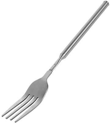 AEUXZA 1 pièce Fourchette télescopique en acier inoxydable 304, longue fourchette extensible (22-64 cm), gadget amusant & fourchette BBQ pour guimauves, saucisses & vol de nourriture