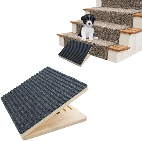 Rampe pour Chien en Bois pour Escaliers, Réglable avec Surface Antidérapante, Rampe d'Aide Pliable pour Petits Chiens et Chats