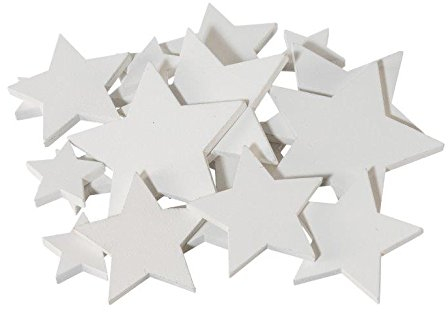 creativ home Holz- DEKOSTREU Stern 20 Teile. Ca 7/5 / 3 cm. Ca 20 Holzsterne, Sterne. Weiß Weiss 6017801-40