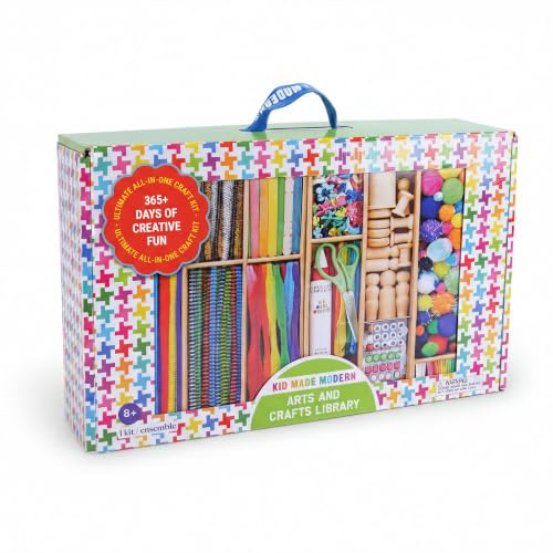 Kid Made Modern Arts and Craft Kit – A DIY 3.8 Pounds of Hobby Craft Supplies & Materials Box for Creative Art Projects for Kids Age 4 5 6 7 8 9 10 11 & 12 Year Old Girls & Boys