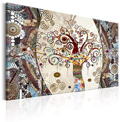 murando - Wanddeko 120x80 cm – Leinwandbild für Wohnzimmer und Schlafzimmer - Künstlerisch bunt Pflanzen Bäume Gustav Klimt abstrakt modern l-A-0004-b-b