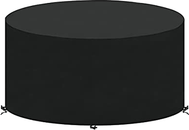 SanGlory Housse de Jardin Exterieur Bache Salon de Jardin Ronde Bache Table Jardin Imperméable Tissu Oxford Housse de Protection Table de Jardin, Coupe-Vent, Anti-UV, 160x71cm