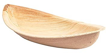 wisefood Palmblatt Fingerfood Schalen – 25 Stück Bio Einweg Schälchen 20 cm 300 ml – kompostierbare Snackschalen aus Palmblatt – nachhaltige Currywurst Schale – Sushi, Pommes, Tapas