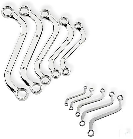 Terryshop74 Juego de 5 llaves de vaso dobles con anillo de acero al cromo vanadio, tamaños 10-12-15-17-18 mm, calidad profesional para mecánicos y bricolaje