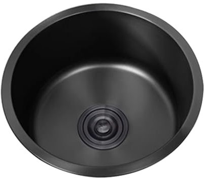 Petit Evier Noir Lavabo Cuisine Rond éVier de Cuisine Evier Cuisine Inox 1 Bac Avec Raccords de Vidange pour Caravane Camping FaçOns D'Installer Sur Le Plan Et Sous Plan (Ø 28cm)