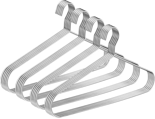 DoubleFill 20 Pcs 17. 7 Inch Large Heavy Duty Clothes Hangers 5mm Extra Strong Stainless Metal Coat Hangers for Heavy Clothing Shirt Suit Pant