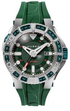 Nubeo Manta 50mm Orologio automatico da uomo in edizione limitata verde corallo con cinturino in silicone NB-6120-02, Verde corallo