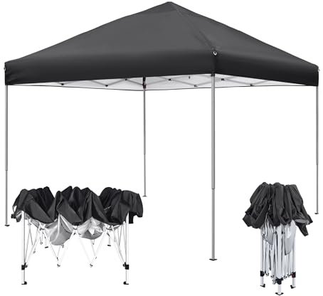 HENGMEI Pavillon 3x3m Partyzelt Metall Faltpavillon Faltbar Gartenpavillon Wasserdicht Stabil Gartenzelt Pergola für Party, Marktstand, Garten Outdoor Camping, Anthrazit